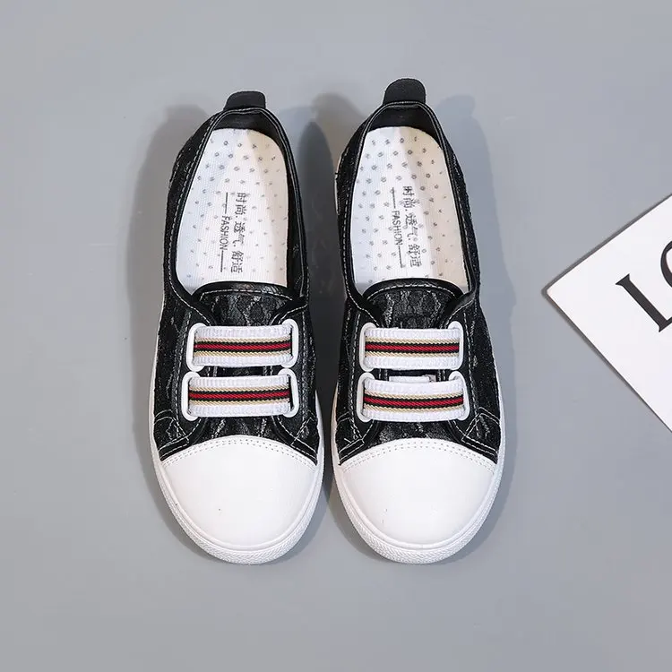 

Sexy Lace White Shoes Women Flats Sneakers Summer 2022 New Female Causal Shoes Black Canvas Vulcanize Sneakers For Women