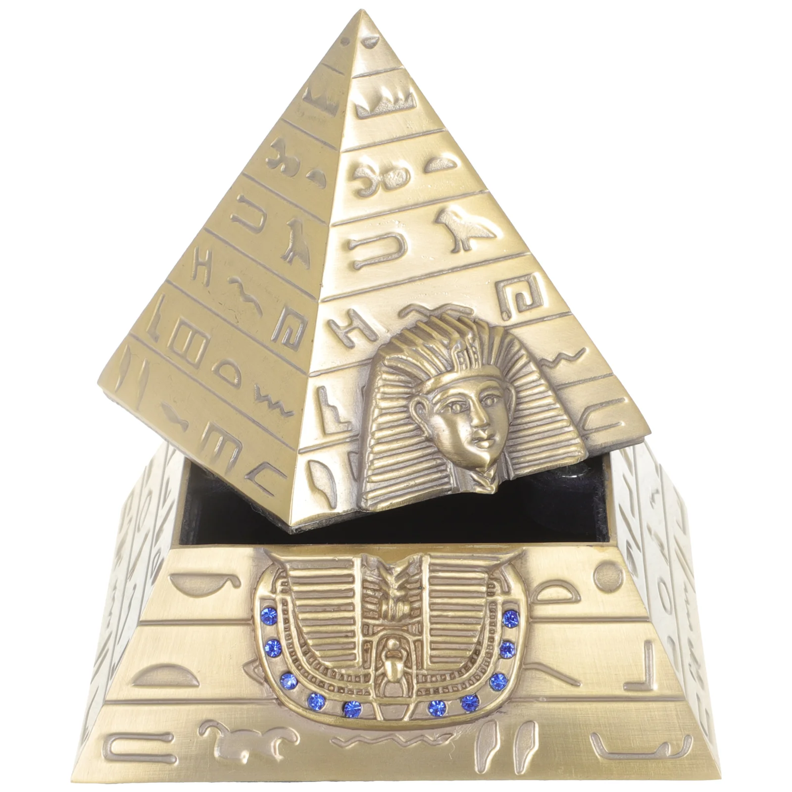 

Pyramid Statue Decoration Containers Sculpture Table Top Egyptian Figurine Silver Jewellery Box Jewelry