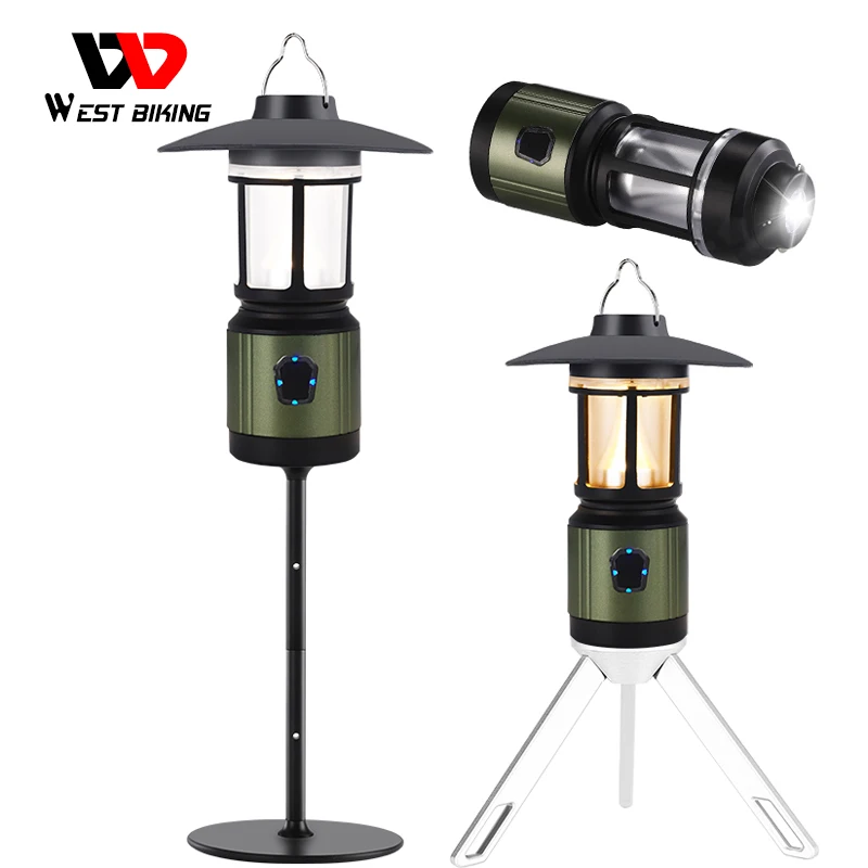

WEST BIKING Portable Camping Lantern USB Recharge 4 Lighting Modes Tent Light Flashlights Emergency Lamp for Outdoor Supplies
