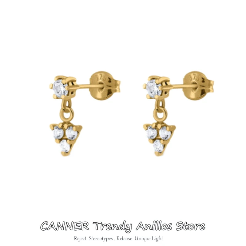 

CANNER 925 Sterling Silver Simple Fashion Triangle Crystal Stud Earrings Women Exquisite Student Girlfriend Jewelry Accessories