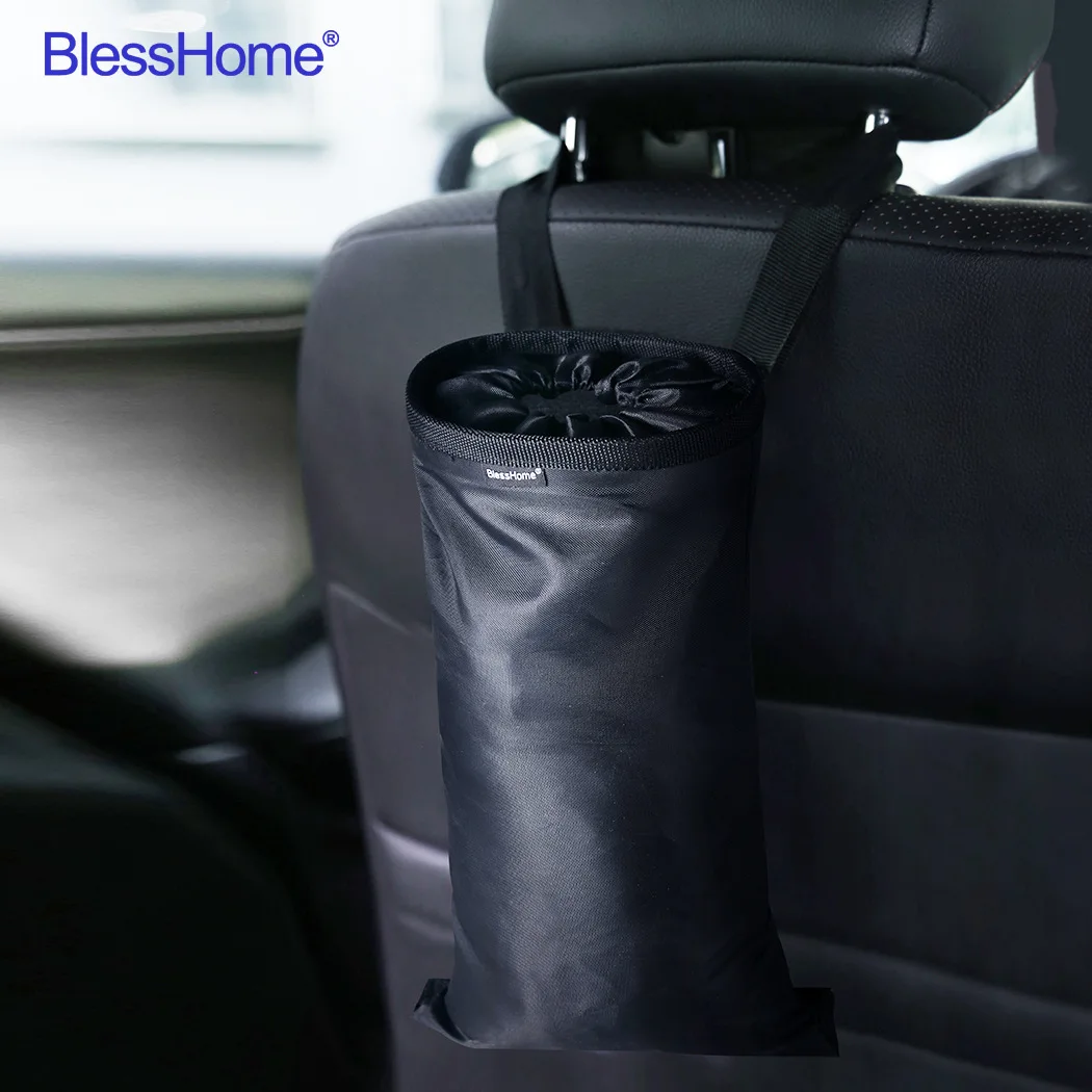 

Cross-border car-mounted chair back debris storage bag car garbage bag foldable trash can LOGO