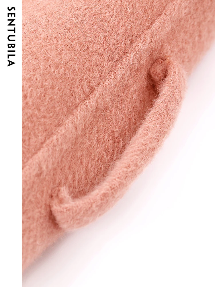 Женское шерстяное пальто SENTUBILA 100% элегантное удобное толстое теплое