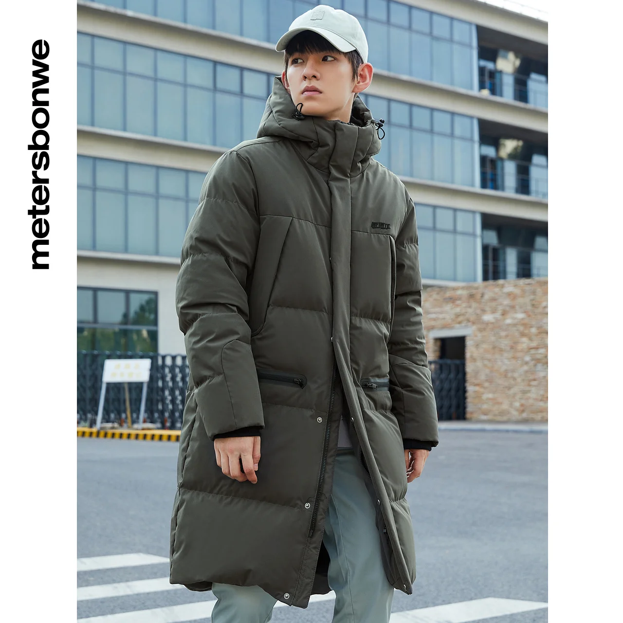 Metersbonwe Long Hooded Down Jacket Men Winter Warm Down Coat  Anti-Snow Solid Color Outerwear Male Thick Jackets Brand Coats
