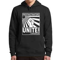 procrastinators unite tomorrow post hoodies funny self mocking hooded sweatshirt comfortable oversized hoodie