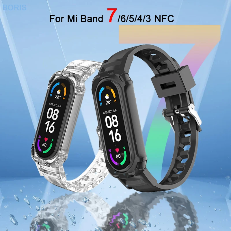

Transparent Bracelet for Xiaomi Mi Band 7 NFC Watchband miband 6 Breathable Wrist glacier smartwatch correa mi band 5 4 3 Strap
