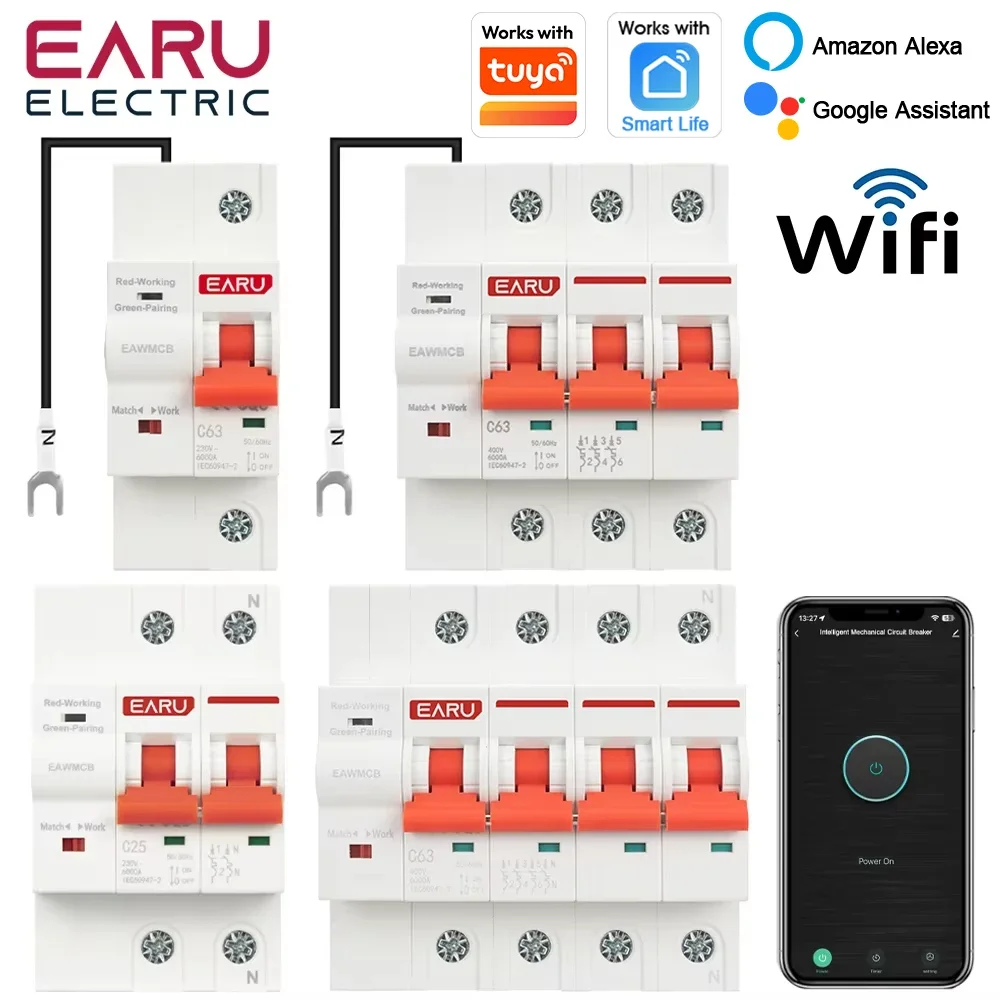 

Умный автоматический выключатель Wi-Fi 1P 2P 3P 4P