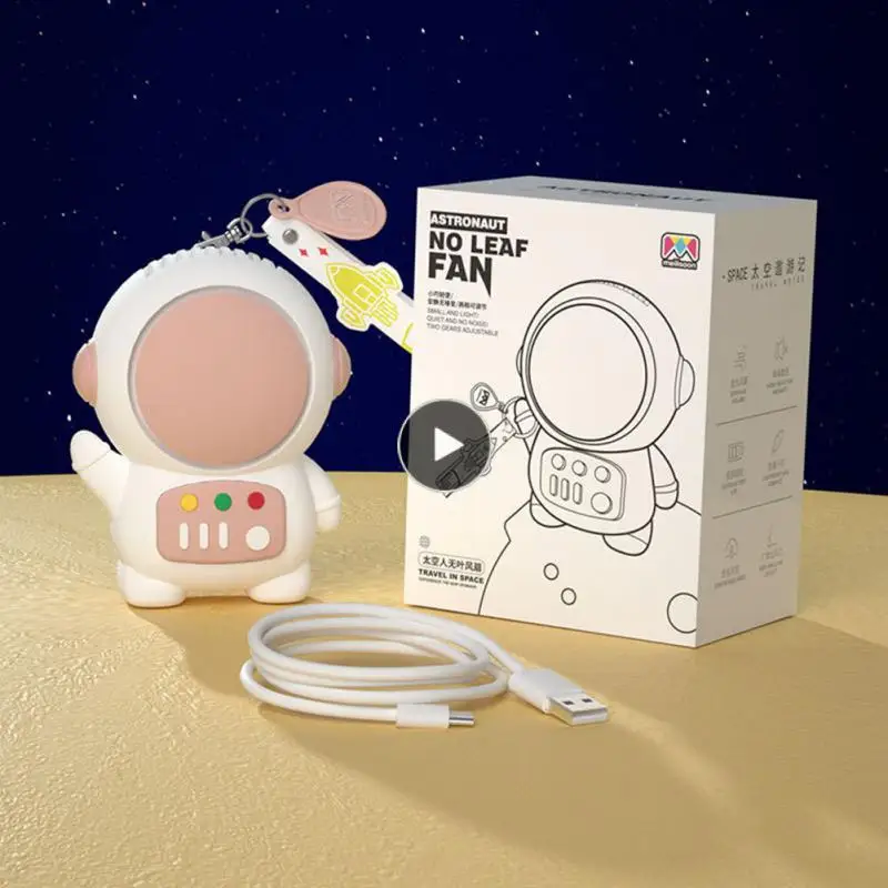 

300mah Spaceman Small Fan With Keychain Portable Handheld Fan Large Built-in Battery Capacity Desktop Fans Summer Supplies White