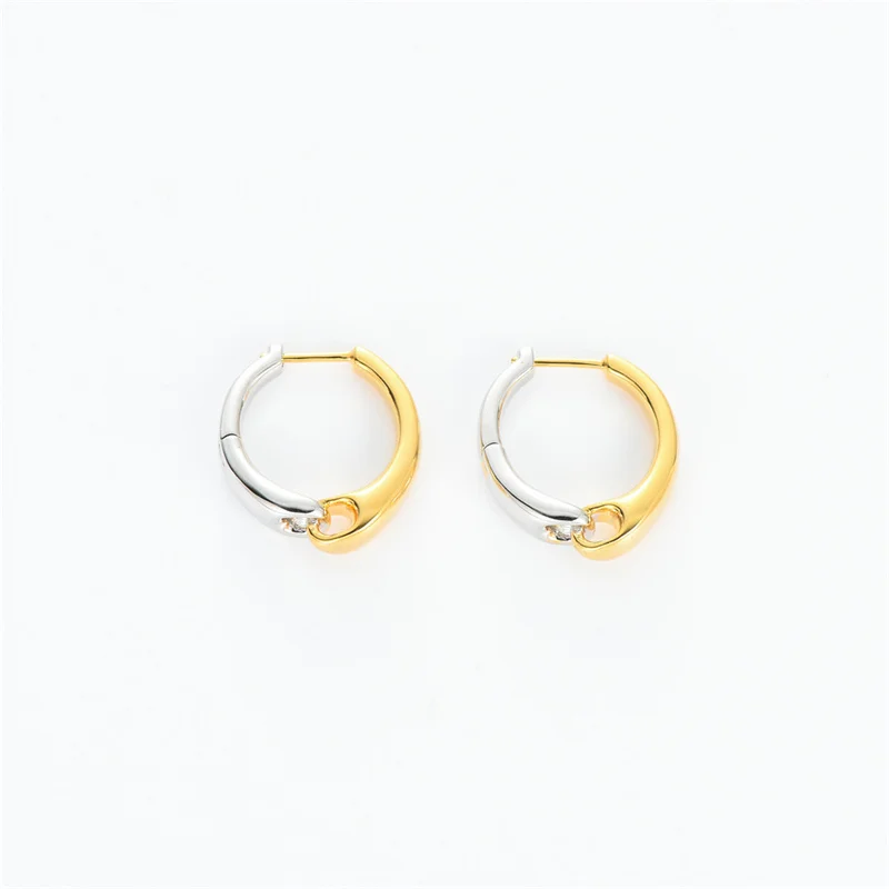 

2022 Ins Gold/Silver Color Matching Chain Splicing Ring Niche Design Simple Fashion Earrings Autumn/Winter Women Accessories