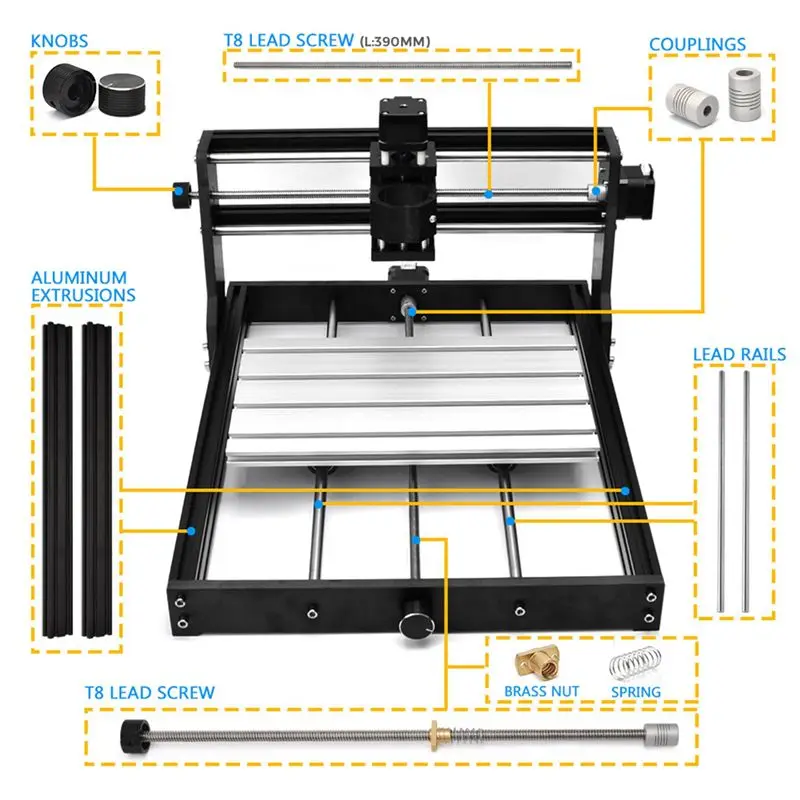 Фото DT15 4x Комплект модернизации CNC 3018 Pro, комплект расширения для преобразования 3018 в 3040, ось Y 450 мм, ходовой винт T8 для гравировки на 3018 Pro. №4