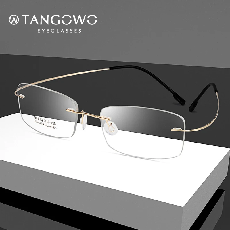 

Оправа для очков без оправы TANGOWO титановая для мужчин и женщин, аксессуар для коррекции зрения по рецепту при близорукости, модная брендовая...