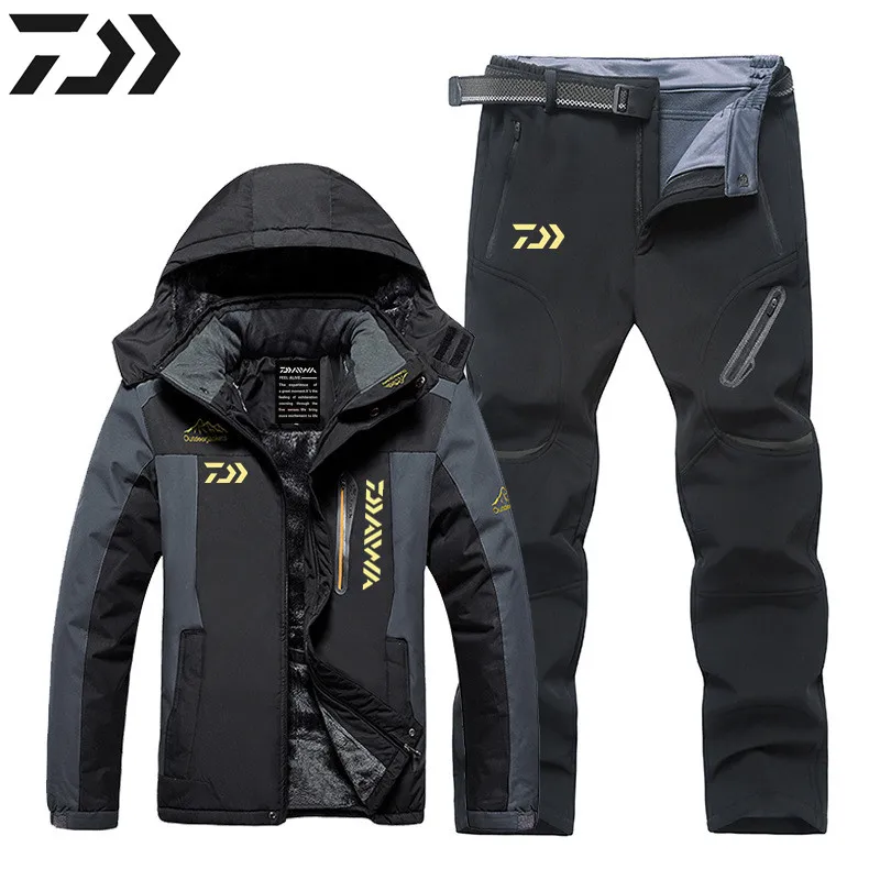 

Daiwa Fishing Clothes Winter Windproof Waterproof Plus Velvet Keep Warm Suits Men Outdoor Sport Mountaineering Fishing Jacket