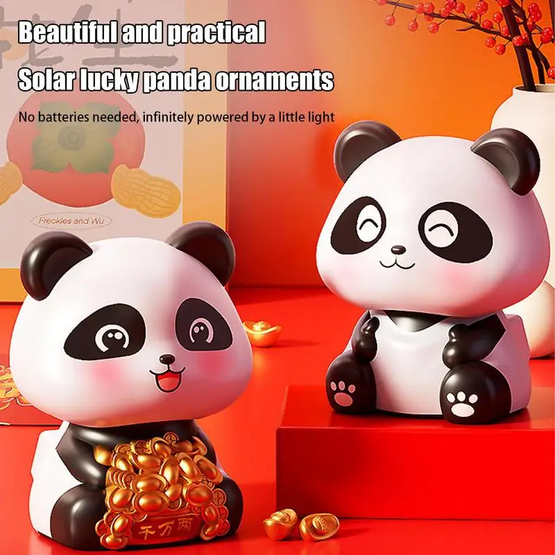 Потрясающая голова на солнечной энергии милая панда автомобильные украшения