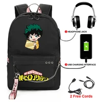my hero academia backpack with usb charging port cute mha all might cosplay bookbag for boys girls gift school mochila