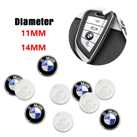 11/14 мм наклейки с эмблемой ключа автомобиля, логотип ключа авто управления, аксессуары для BMW E34 E46 E39 E38 E90 E60 E36 F30 F30 F10 E92 E38 E91 M3
