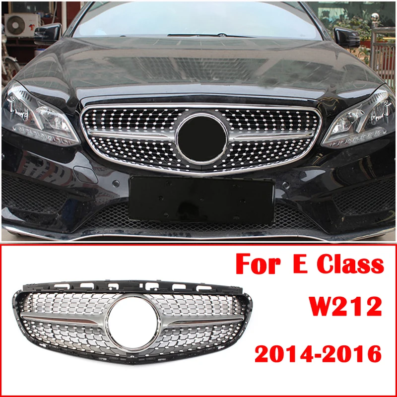 

Diamond style Front Grille For Mercedes Benz E Class W212 E250 E350 2014-2016 Mesh Plastic Grille Replacement Front Bumper Grill
