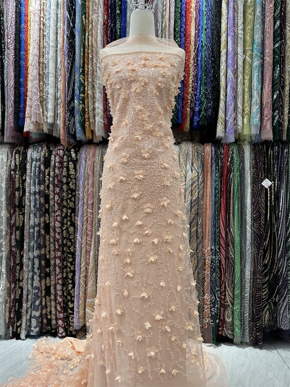 Африканские бусины 3D цветок кружевная ткань 2024 высокое качество нигерийская для