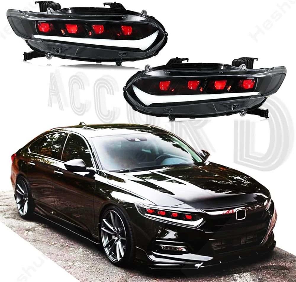 Фото Светодиодные фары для Honda Accord 10-го поколения 2018/2019/2020/2021/2022, передняя фара в сборе, последовательный указатель поворота DRL №1