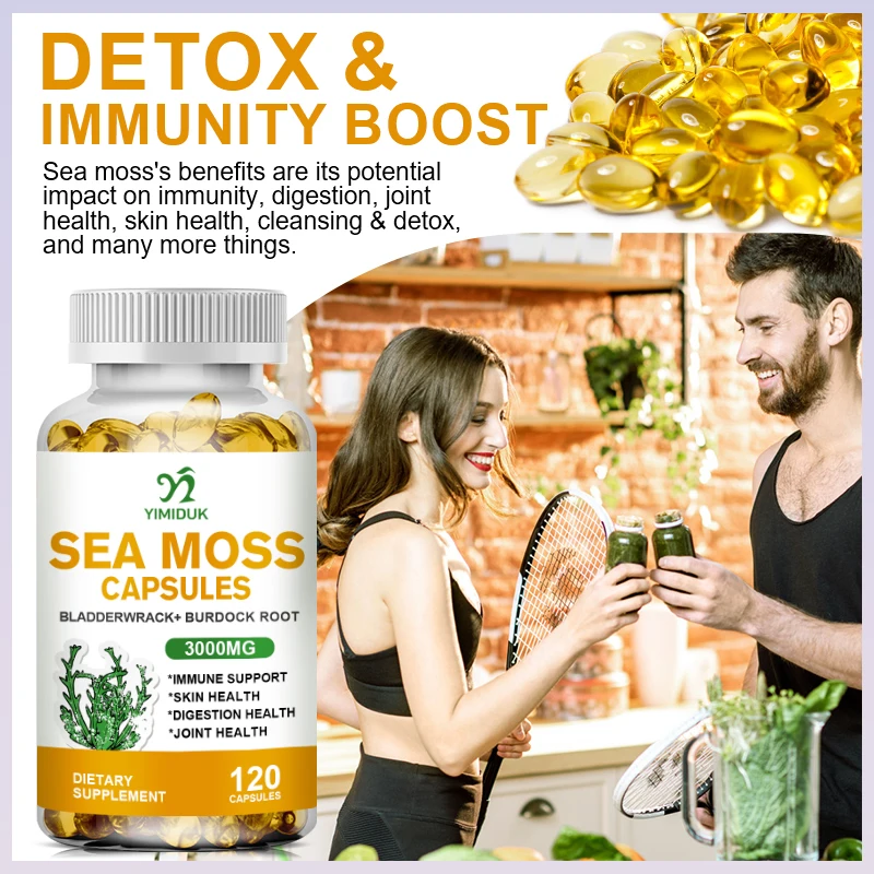 

Organic Sea Moss Capsule Beauty Anti-aging Skincare Detox Boost Immunity Clean the Intestines Supports Thyroid Health