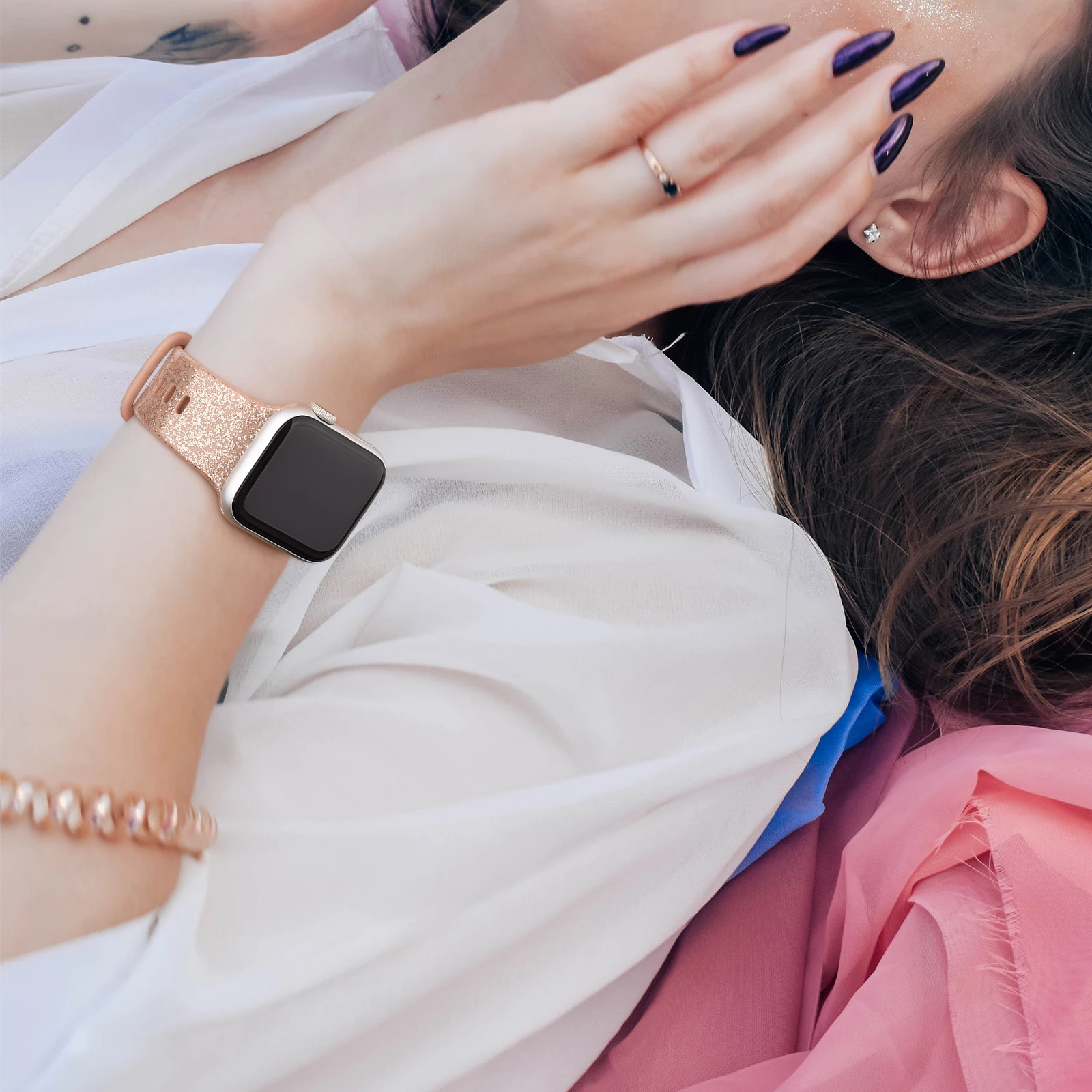 6pcs Silicone Band For Apple Watch Strap 7 6 5 4 3 2 SE 42MM 38MM 44MM 40MM Strap Bracelet For iWatch 41MM 45MM Watch correa