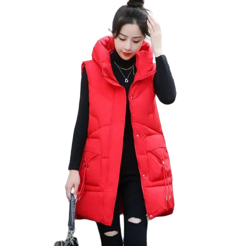 

Женская пуховая куртка без рукавов, с капюшоном