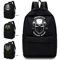 fashion new unisex school bag canvas women backpack skull pattern printed large capacity laptop bag portable travel sports bag
