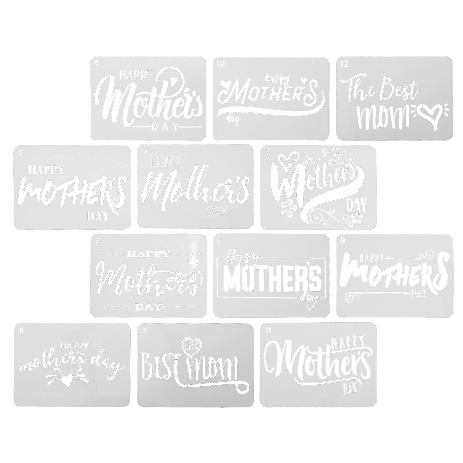 12 Pcs Hollow Painting Template Letter Molds Love Mom Wall Stencils Crafts Themed