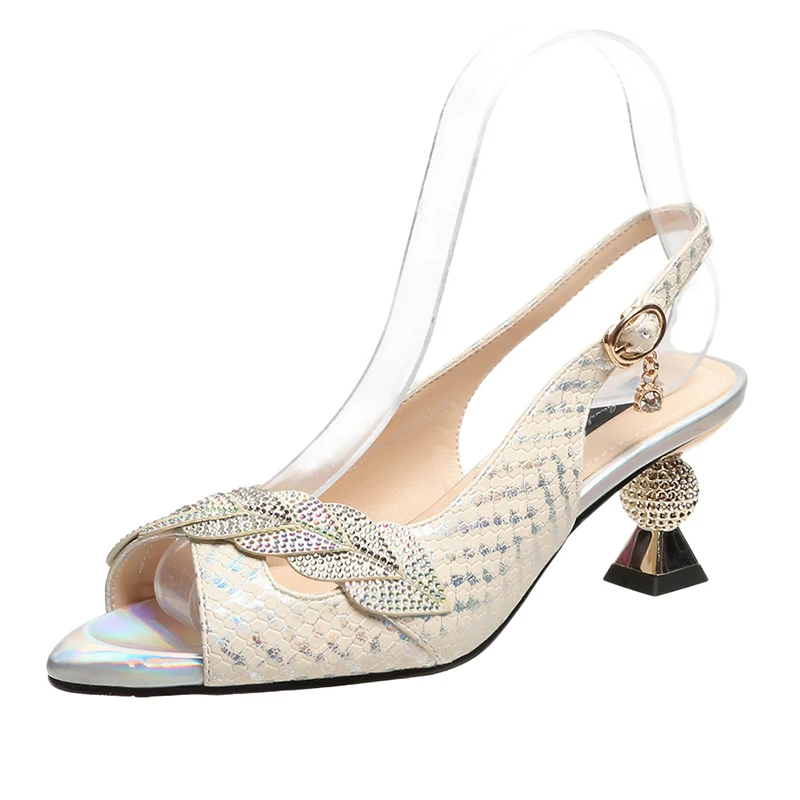 

Сандалии женские на высоком каблуке, босоножки с кристаллами, открытый носок, пряжка, пикантные классические туфли, свадебная обувь, лето