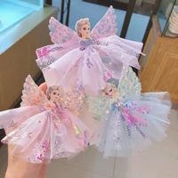 disney anime hairpin frozen gauze hairpin elsa princess kawaii pvc hair accessories hair clip birthday gifts for girls elsa anna