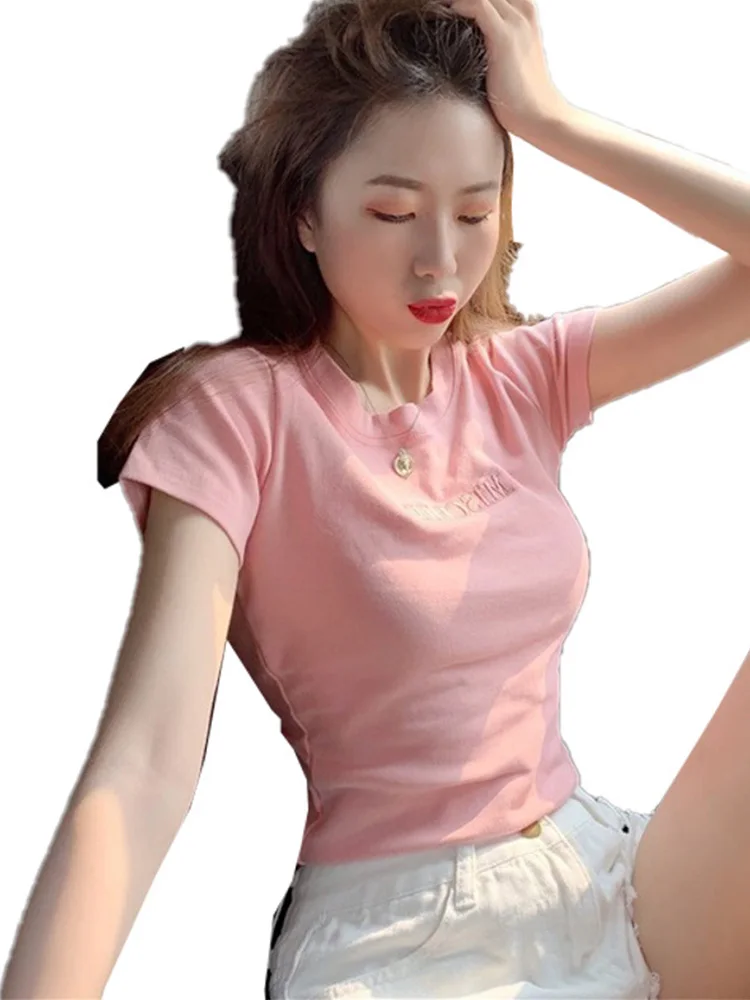 Женский топ с коротким рукавом чистая женская футболка брендовая летняя одежда