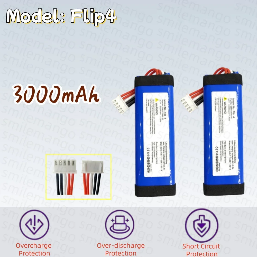 Фото 1-10 шт. аккумуляторов 3.7V 3000 мАч для JBL Flip 4/Flip 4 Special Edition, замена GSP872693 01 №2