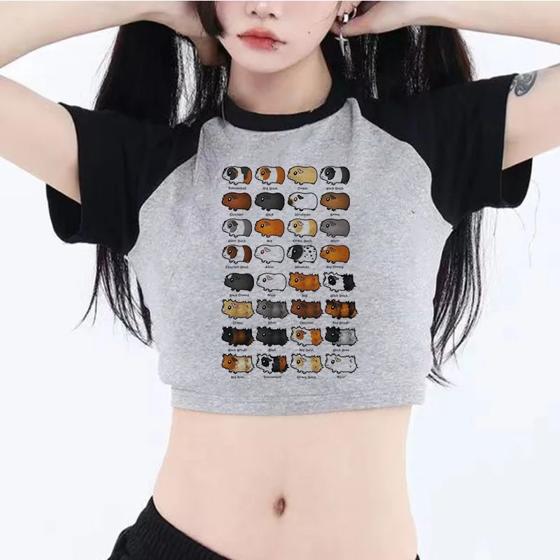 

hamster 90s gothic goth crop top Female aesthetic korean fashion yk2 fairy grunge tee