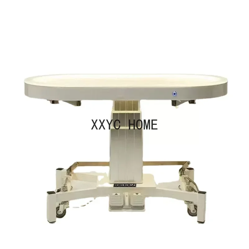 Домашний Электрический подъемный светящийся стол Овальный Настольный для