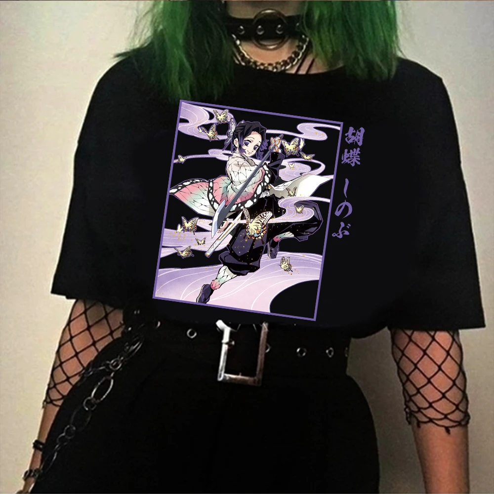 

Demon Slayer Shinobu Kocho Printed Short Sleeve T-Shirts Harajuku Tops Unisex