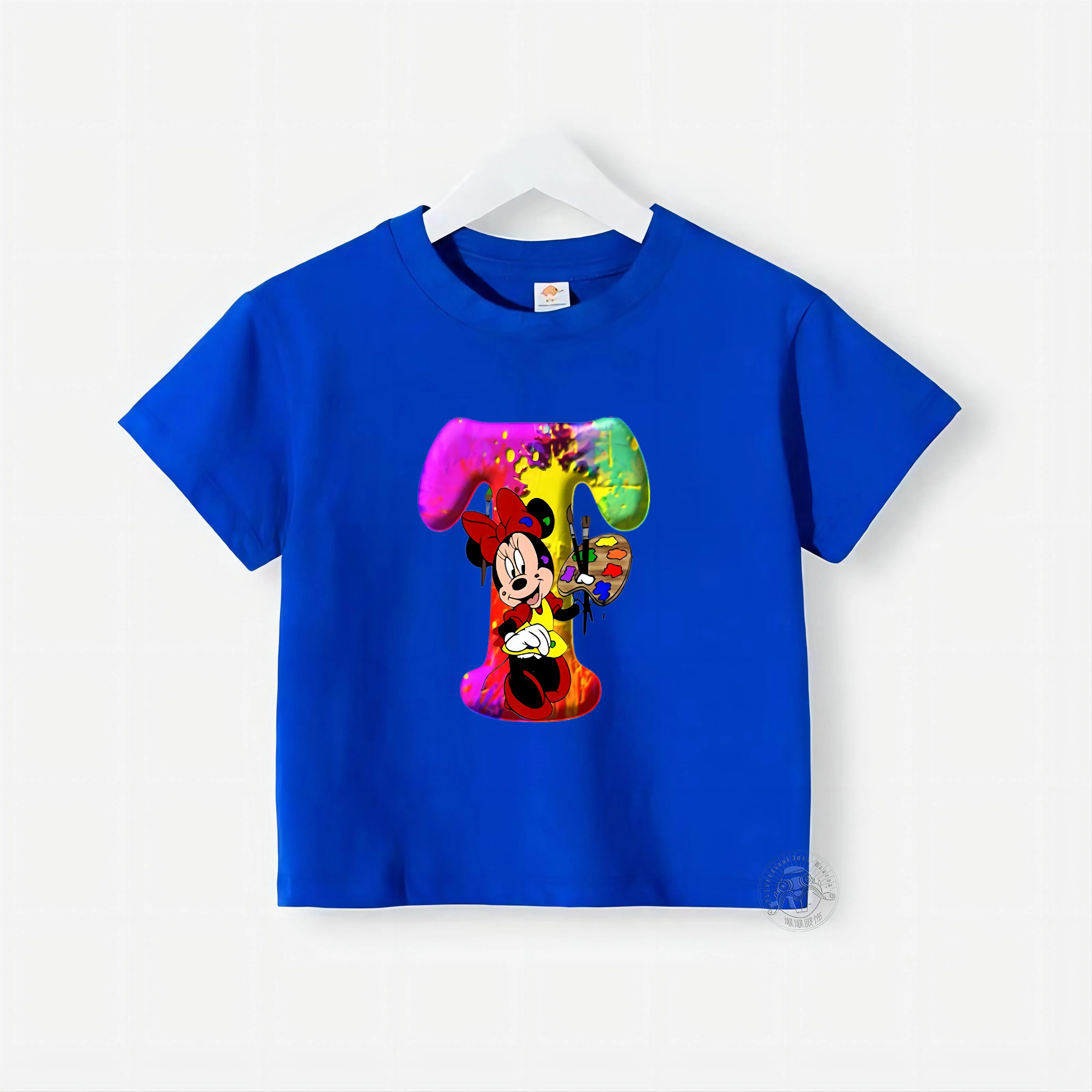 Футболка с коротким рукавом и круглым вырезом для мальчиков девочек из 100% хлопка