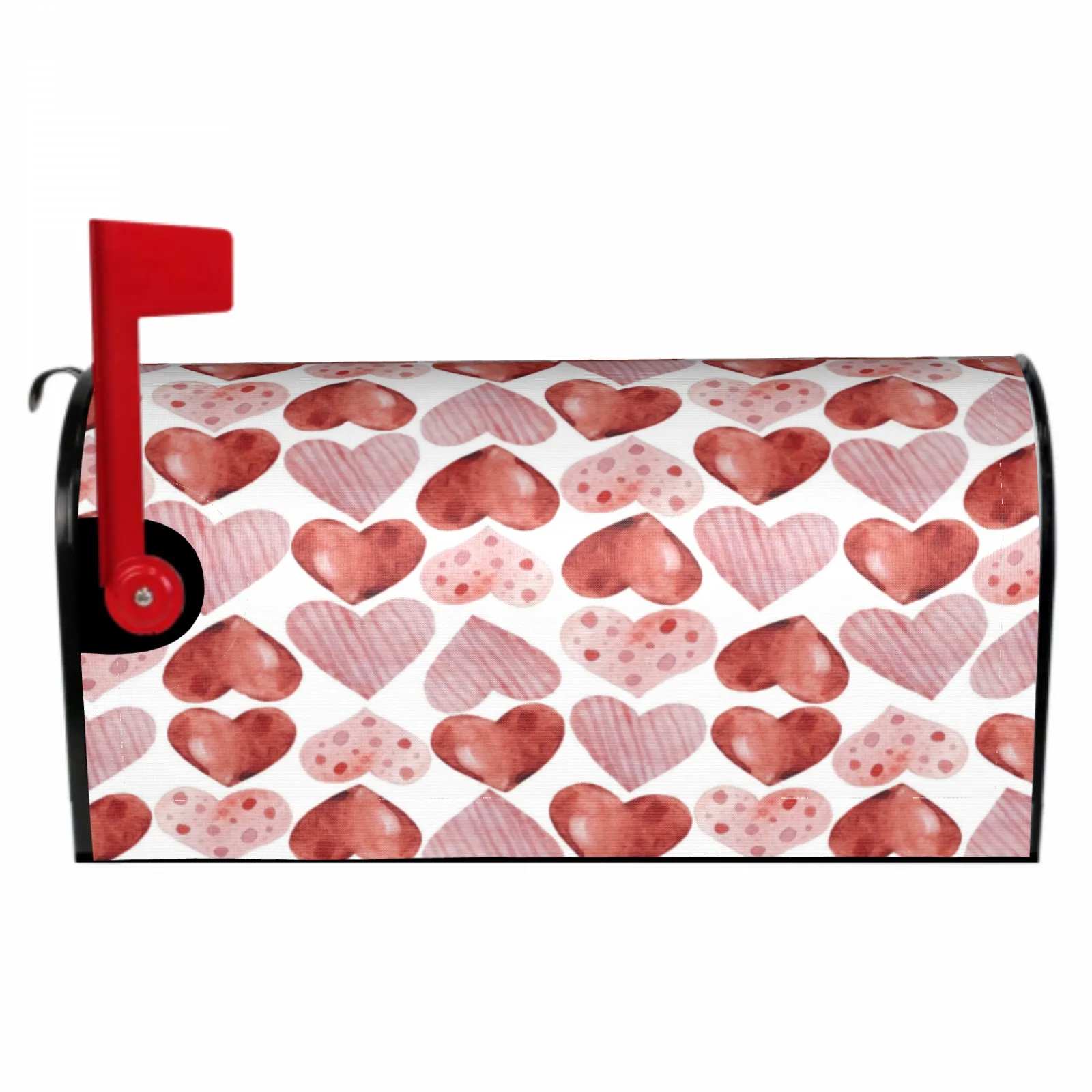 

Pink And Red Heart Decoration Magnetic Mailbox Cover Standard Size Post Box Cover Wrap Decoration Garden Outdoor