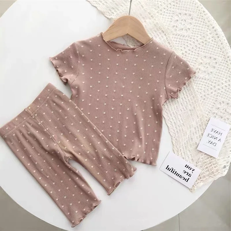 

Kids Pajamas Set Baby Girls Cotton Sleepwear Girls Ice Silk Short Sleeve Blouse Pant Set Children Pyjamas Nightshirt Clothing