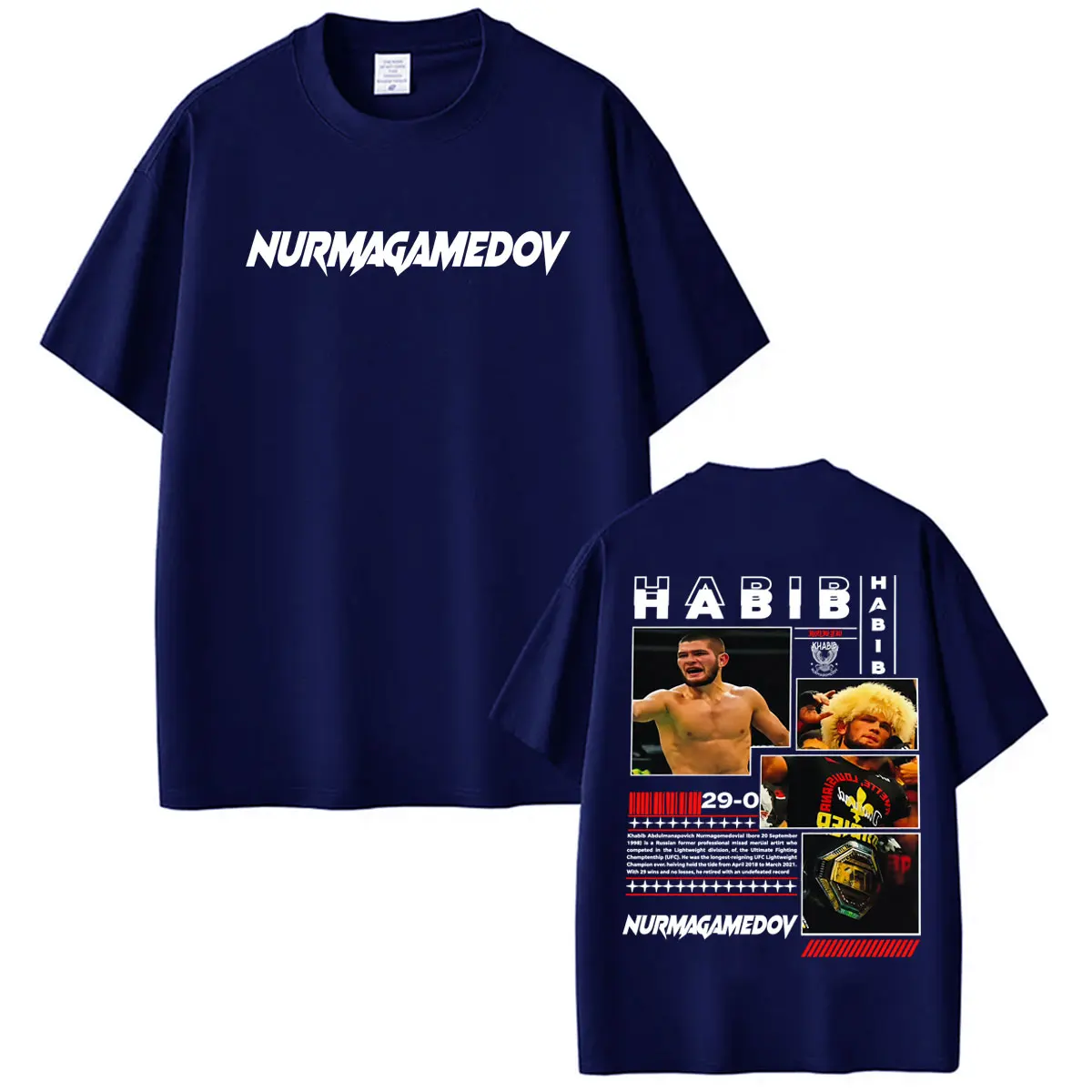 Фото Футболки с принтом Khabib Nurmagomedov The Eagle для мужчин и женщин, модная готическая винтажная футболка, повседневная хлопковая футболка большого размера, уличная одежда №2