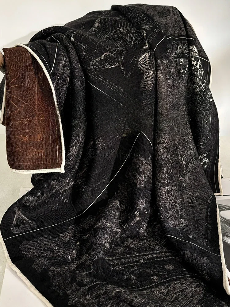 Высококачественный двусторонний гетерохромный шелковый шерстяной шарф женский