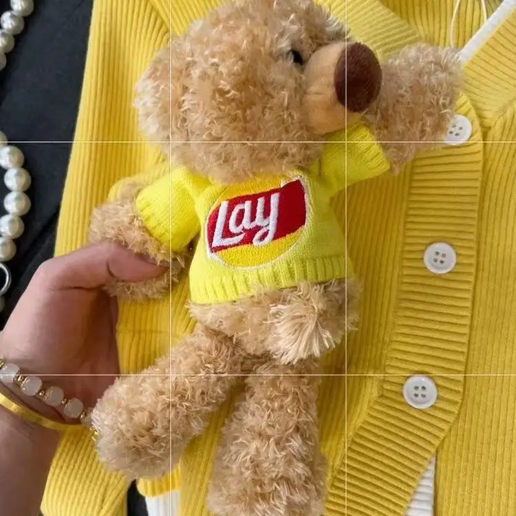 Вязаный кардиган 2024 французская стерео плюшевая кукла искусственный длинный