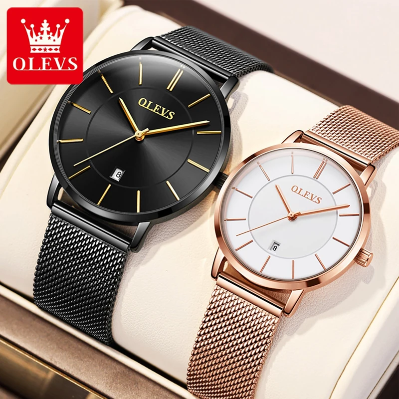 OLEVS Lover’s Watches Luxury Quartz WristWatch Simplicity Fashion Heartbeat Romance Waterproof Mens Women Watch Business Clock