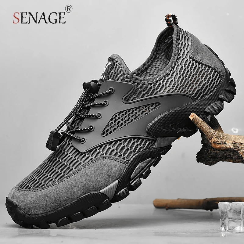 

SENAGE High-quality Men Hiking Shoes Mesh Breathable Male Sneakers Outdoor Trekking Trail Climbing Training Sports Shoes