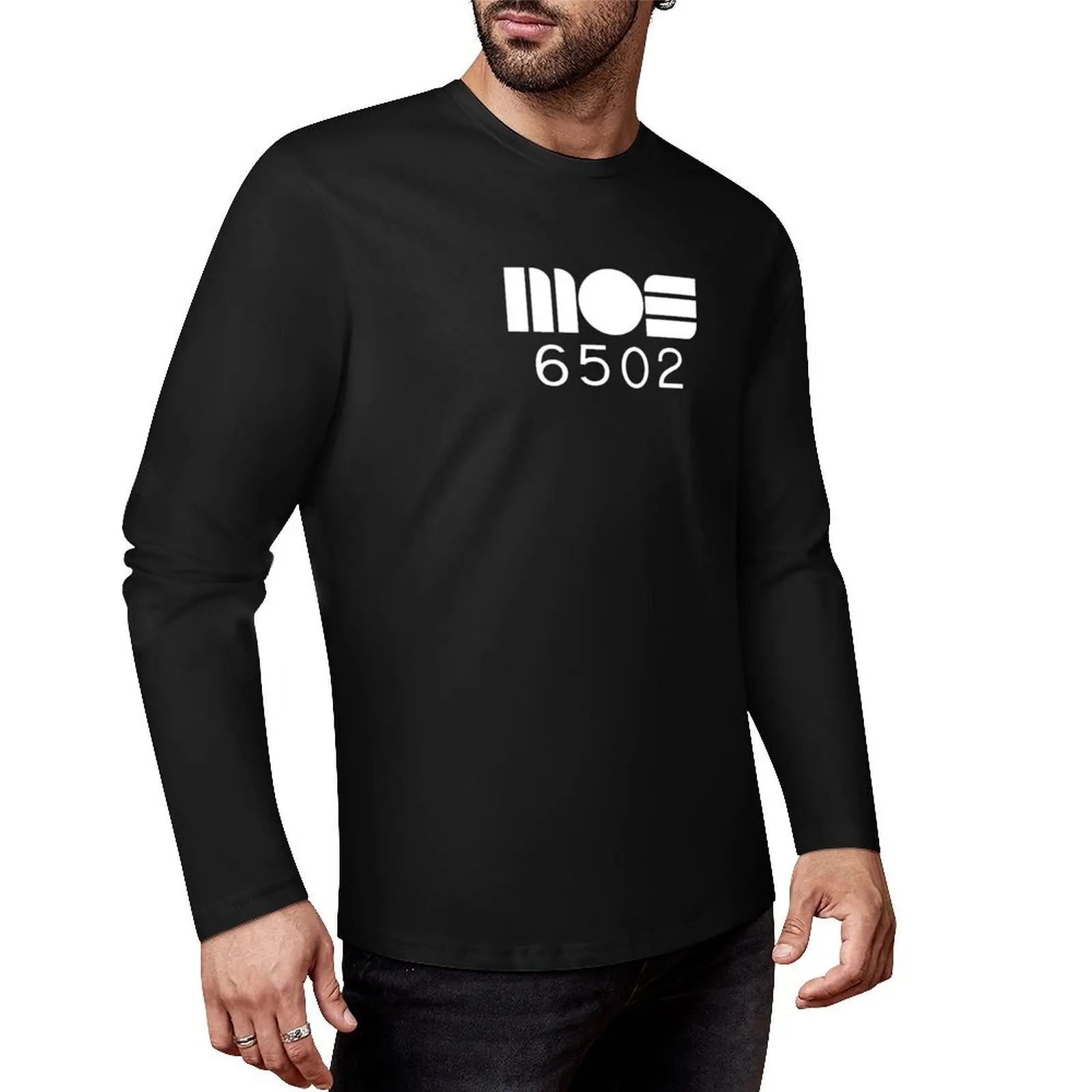 MOS 6502 8-битный процессор длинная футболка с белым логотипом футболки для