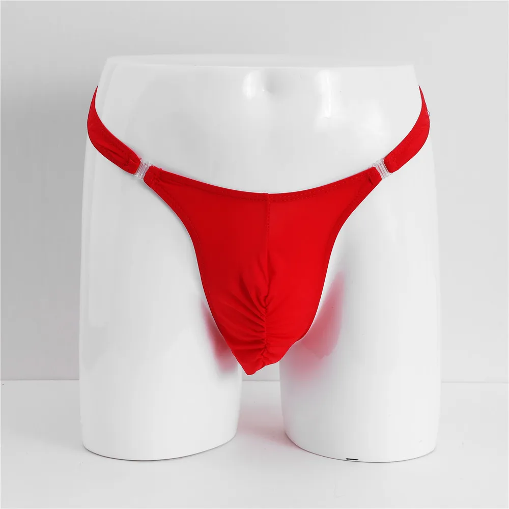 

Мужские прозрачные нейлоновые стринги, зеленые трусы бикини на пуговицах, брифы, гей-стринги, танга, Т-образное нижнее белье для мужчин, гей-трусы