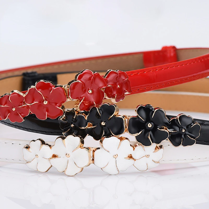 

fashionableNew dripping plum blossom patent leather ladies wild decorative small belt Korean decorative belt women's belt