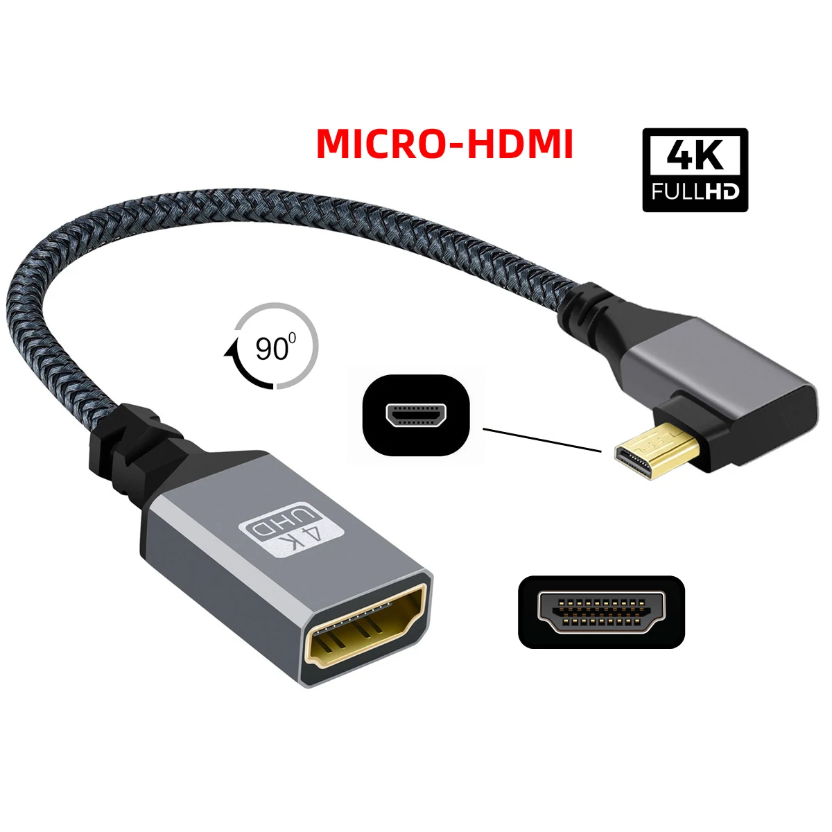 

Кабель Micro HDMI-HDMI, кабель-удлинитель Micro HDMI 1,4 штекер-HDMI разъем 4K для DV MP4 Camera DC Laptop