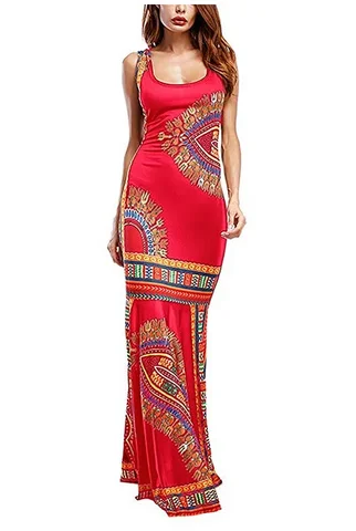 Африканская одежда с принтом Дашики, богатые базины, женские платья без рукавов, африканские платья Анкары для женщин, богемные летние платья