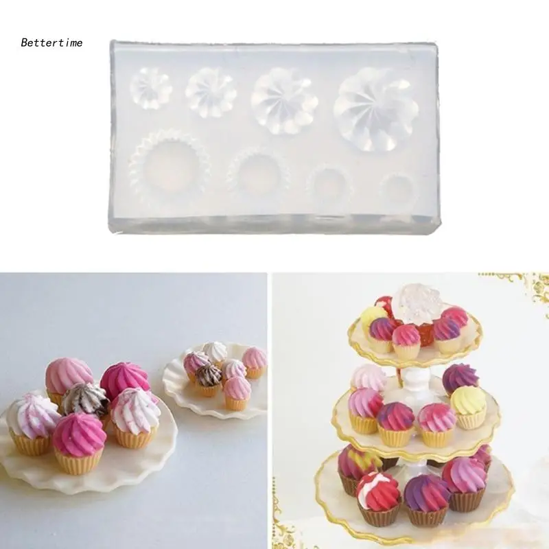 

B36D Cupcake Holder Shape Epoxy Resin Mold 3D Fondant Mould Cake DIY Supplies Baking Tools Mini Crafts Making Silicone Mold