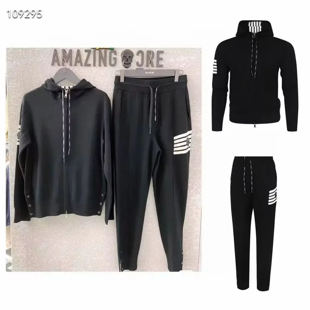 

Golf men's hooded zippered cardigan knitted pants set