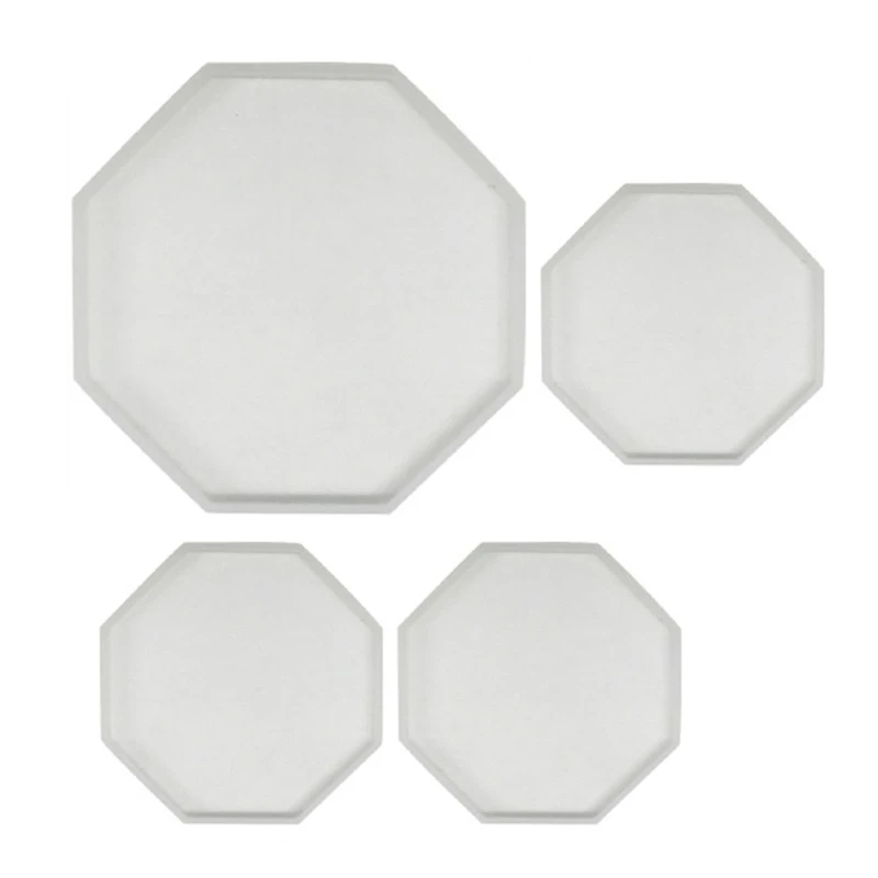 

4 Pcs Octagonal Coaster Silicone Mold Diy Polygonal Cup Tray Crystal Epoxy Desktop Decorative Mirror Abrasive Tool