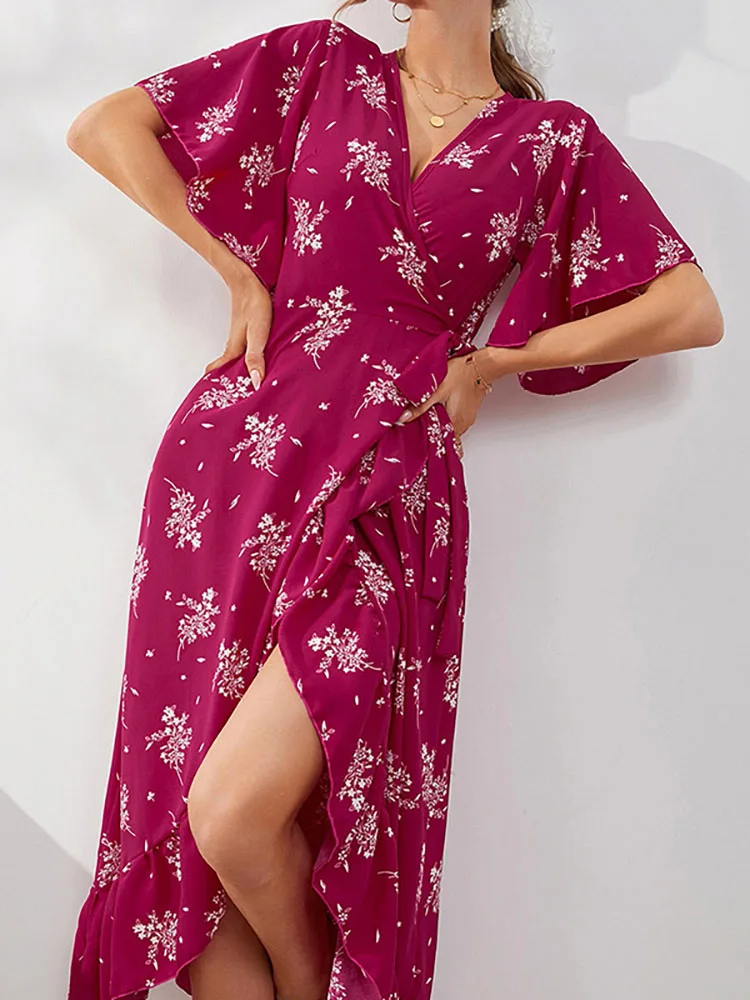 

Элегантный халат с принтом, женское летнее платье с V-образным вырезом, одежда для вечеринок для женщин, модные вечерние платья 2022, Женская П...